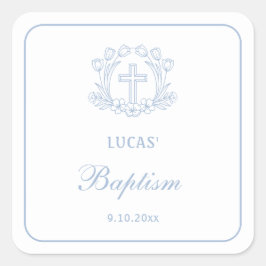 フローラシンプルライトブルークロスバプテスマ スクエアシール