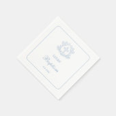 フローラシンプルライトブルークロスバプテスマ スタンダードカクテルナプキン (角)