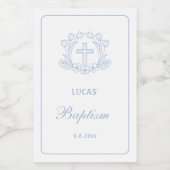 フローラシンプルライトブルークロスバプテスマ ワインラベル (シングルラベル)