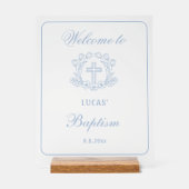 フローラシンプルライトブルークロスバプテスムウェルカム アクリルサイン (正面)