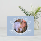 フローラシンプルライトブルーバプテスマサンキューカード 招待状 (スタンド正面)