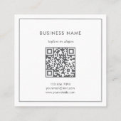 フローラシンプルラインアートグレーホワイトQRCodeありがとう スクエア名刺 (裏面)