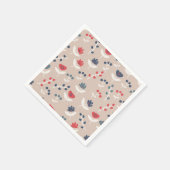 フローラシンプルレッドブルーカントリーファームハウススタイリッシュ スタンダードカクテルナプキン (角)