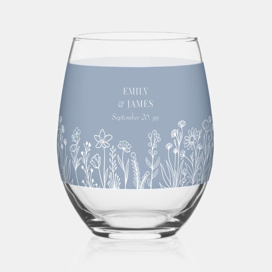 フローラシンプルワイルドフラワーの任意のカラーウェディングパーティー ステムなしワイングラス (裏面)