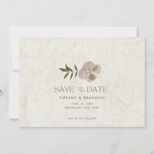 フローラシンプル写真の結婚式の日付を保存 セーブザデート (裏面)