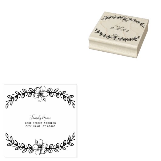 フローラシンプル差出人住所ゴム印 ラバースタンプ (押印)