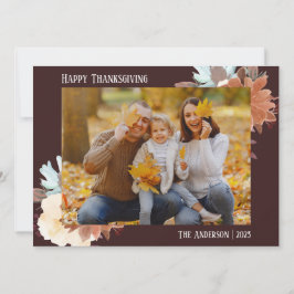 フローラシンプル感謝祭モダン家族の写真 シーズンカード