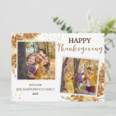 フローラシンプル感謝祭モダン家族2枚の写真 シーズンカード (スタンド正面)