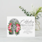 フローラシンプル書道の生活お祝い 招待状 (スタンド正面)