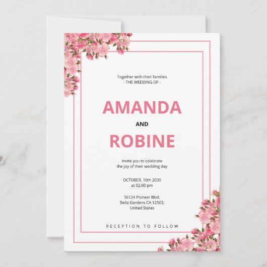 フローラシンプル植物学結婚式招待状 シーズンカード (正面)