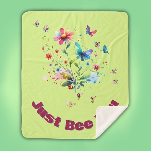 フローラシンプル水カラーモノグラムビーオングリーン シェルパブランケット