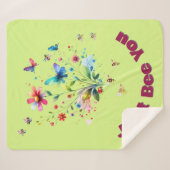 フローラシンプル水カラーモノグラムビーオングリーン シェルパブランケット (正面(横))