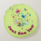 フローラシンプル水カラーモノグラムビーオングリーン ラウンドクッション (裏面)