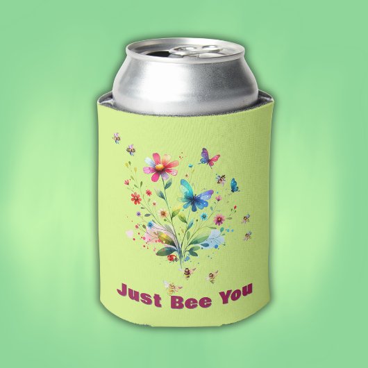 フローラシンプル水カラーモノグラムビーオングリーン 缶クーラー