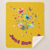 フローラシンプル水カラーモノグラムビーオンマスタード シェルパブランケット (正面)