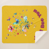 フローラシンプル水カラーモノグラムビーオンマスタード シェルパブランケット (正面(横))