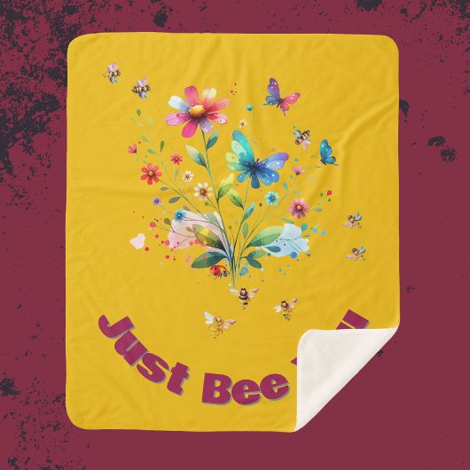 フローラシンプル水カラーモノグラムビーオンマスタード シェルパブランケット