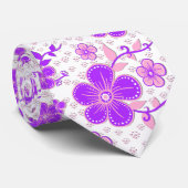フローラシンプル水彩プリント紫とピンク ネクタイ (ロール)