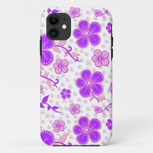 フローラシンプル水彩プリント紫とピンク Case-Mate iPhoneケース (裏面)