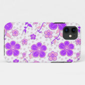 フローラシンプル水彩プリント紫とピンク Case-Mate iPhoneケース (裏面(横))