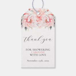 フローラシンプル牡丹赤面ピンクブライダルシャワー ギフトタグ
