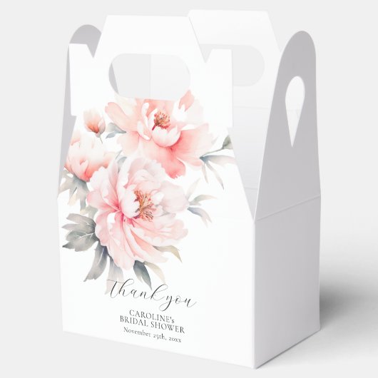 フローラシンプル牡丹赤面ピンクブライダルシャワー フェイバーボックス (オープン)