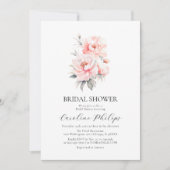 フローラシンプル牡丹赤面ピンクブライダルシャワー 招待状 (正面)
