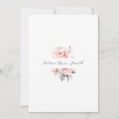 フローラシンプル牡丹赤面ピンクブライダルシャワー 招待状 (裏面)