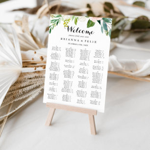 フローラシンプル緑アルファベットの座席表 ポスター