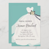 フローラシンプル花嫁ガウンブライダルシャワー招待 招待状 (正面/裏面)
