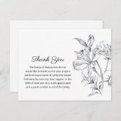 フローラシンプル葬儀サンキューノートカード サンキューカード (正面/裏面)
