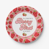 フローラシンプル赤いちご模様ベリーファースト ペーパープレート (正面)