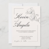 フローラシンプル:エレガントミニマル結婚リスト 招待状 (正面)