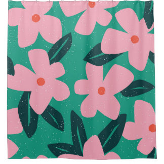 フローラシンプル:抽象芸術美しい シャワーカーテン