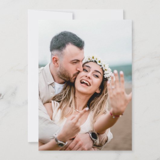 フローラシンプルboho日付写真の招待を保存する 招待状 (裏面)