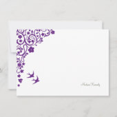 フローラシークレットガーデンセージストライプスクリプト名 ノートカード (正面)