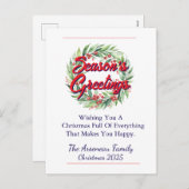 フローラシーズンのあいさつメッセージを赤で表示 シーズンポストカード (正面/裏面)