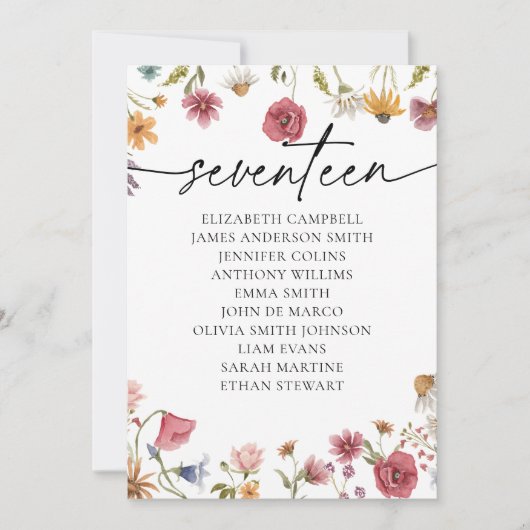 フローラシーティングチャートカード | 表17 招待状 (正面)