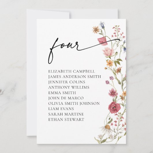 フローラシーティングチャートカード | 表4 招待状 (正面)