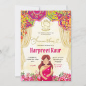 フローラシーマンサムゴッドバライインディアンベビーシャワー 招待状 (正面)