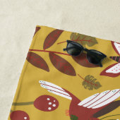 フローラシームレスなパターンの花，蝶，赤 ビーチタオル (インサイチュ)