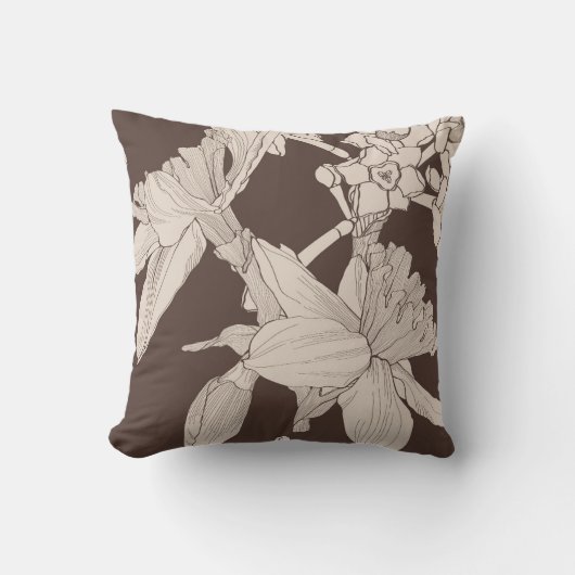 フローラシームレスなパターン、水仙の花。 クッション (正面)