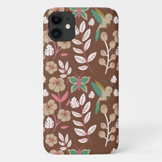 フローラシームレスなパター葉ンの花、蝶 Case-Mate iPhoneケース (裏面)