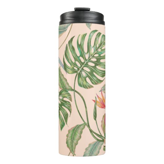 フローラシームレスなヴィンテージの熱帯パターン背景 タンブラー (正面)
