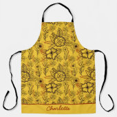 フローラシームレスパタパーソナライズされたーン黄 エプロン (正面)