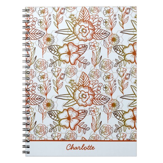 フローラシームレスパタパーソナライズされたーン ノートブック (正面)