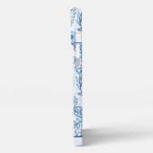 フローラシームレスパタン青パーソナライズされた白i iPhoneケース (左側面)