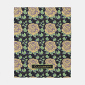 フローラシームレスパターンビッグ開花パーソナライズされたnam フリースブランケット (正面)