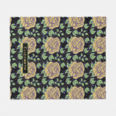 フローラシームレスパターンビッグ開花パーソナライズされたnam フリースブランケット (正面(横))