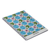 フローラシームレスパターンブルーとピンクパーソナライズされた ノートブック (右側)